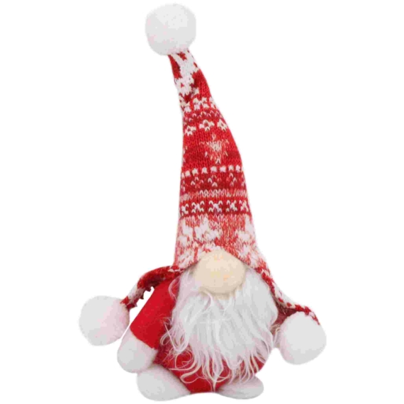 Artezan karácsonyi gnóm, 24cm, piros-fehér
