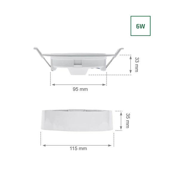 Spectrum LED ALGINE panel 2 in 1, kerek süllyesztett/falon kívüli