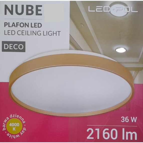 LED POL Nube LED mennyezeti lámpa, arany hatású kerettel, 36W