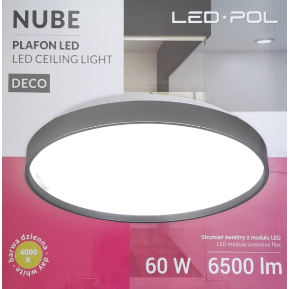 LED POL Nube LED mennyezeti lámpa, fekete, 60W