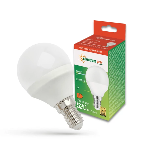 Spectrum LED kisgömb izzó G45 6W E14 2700K