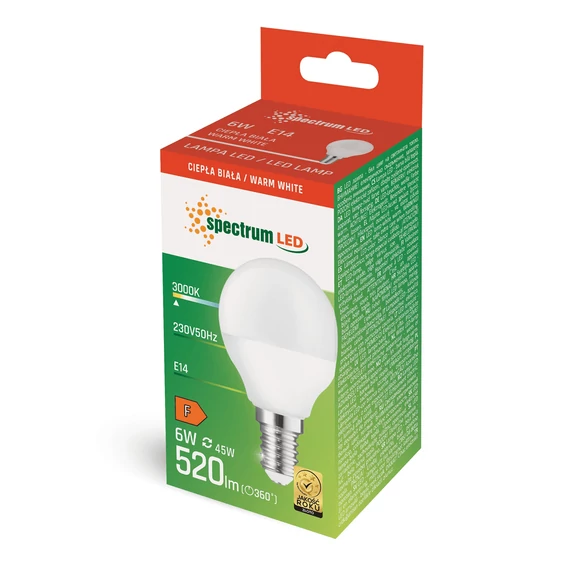 Spectrum LED kisgömb izzó G45 6W E14 2700K