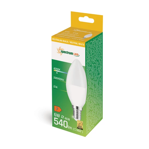 Spectrum LED gyertya izzó C37 6W E14 4000K