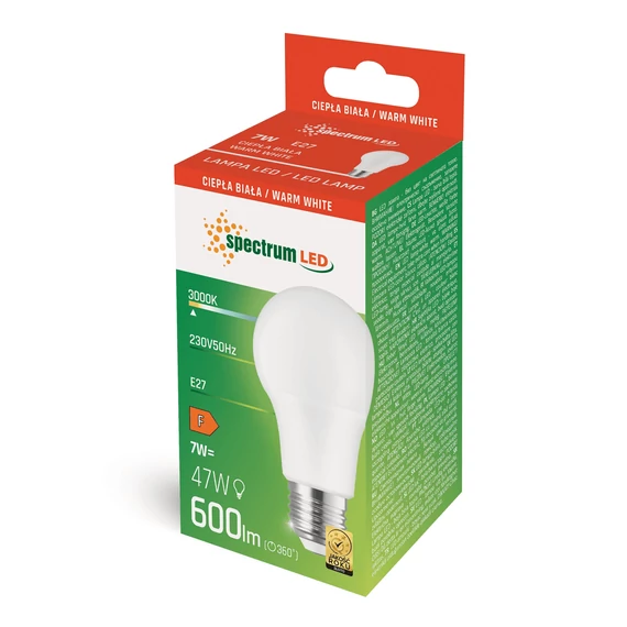Spectrum LED izzó A60 7W E27 3000K