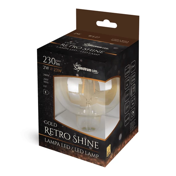 Spectrum LED retro izzó G125 2W E27 2400K