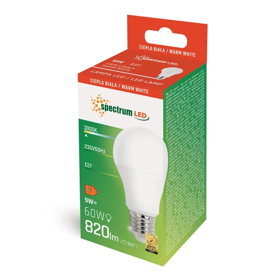 Spectrum LED izzó A60 9W E27 3000K