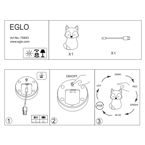 EGLO LED éjjelifény róka Castellino