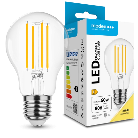 Modee LED Filament A60 izzó 7W E27 2700K