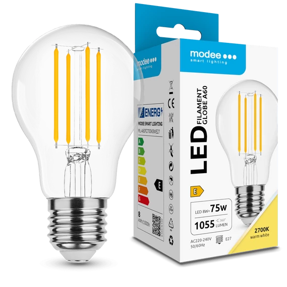 Modee LED Filament A60 izzó 8W E27 2700K