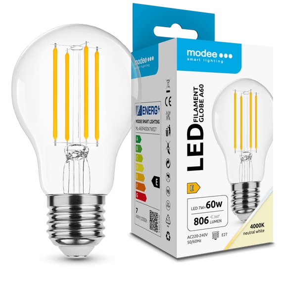 Modee LED Filament A60 izzó 7W E27 4000K