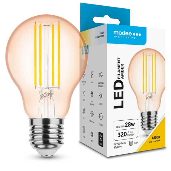 Modee Filament Amber LED izzó 4W E27 1800K