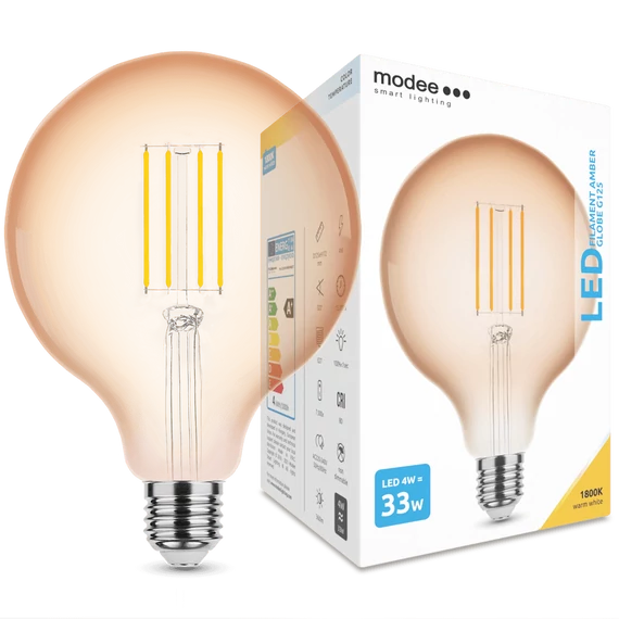 Modee Filament Amber LED izzó G125 4W E27 1800K