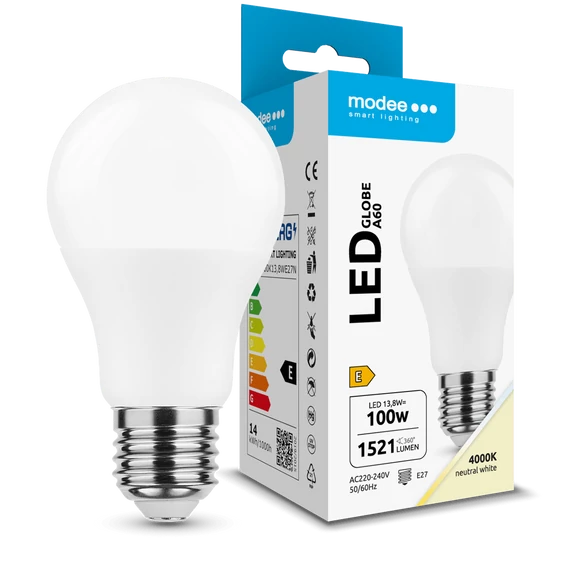 Modee LED izzó A60 13,8W E27 4000K
