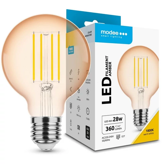 Modee Filament Amber LED izzó G80 izzó 4W E27 1800K