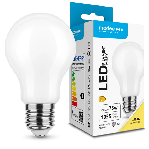 Modee Filament Led Milky Globe 8W E27 2700K