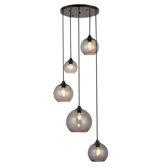 Rábalux Tanesha függeszték, 5x40W, fekete/füst