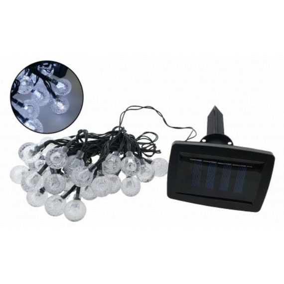 Trixline LED napelemes lámpafüzér, 30 darab kisgömb